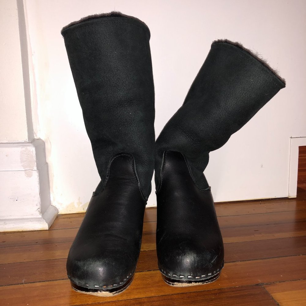 No.6 9" Shearling Clog Boots (Black)